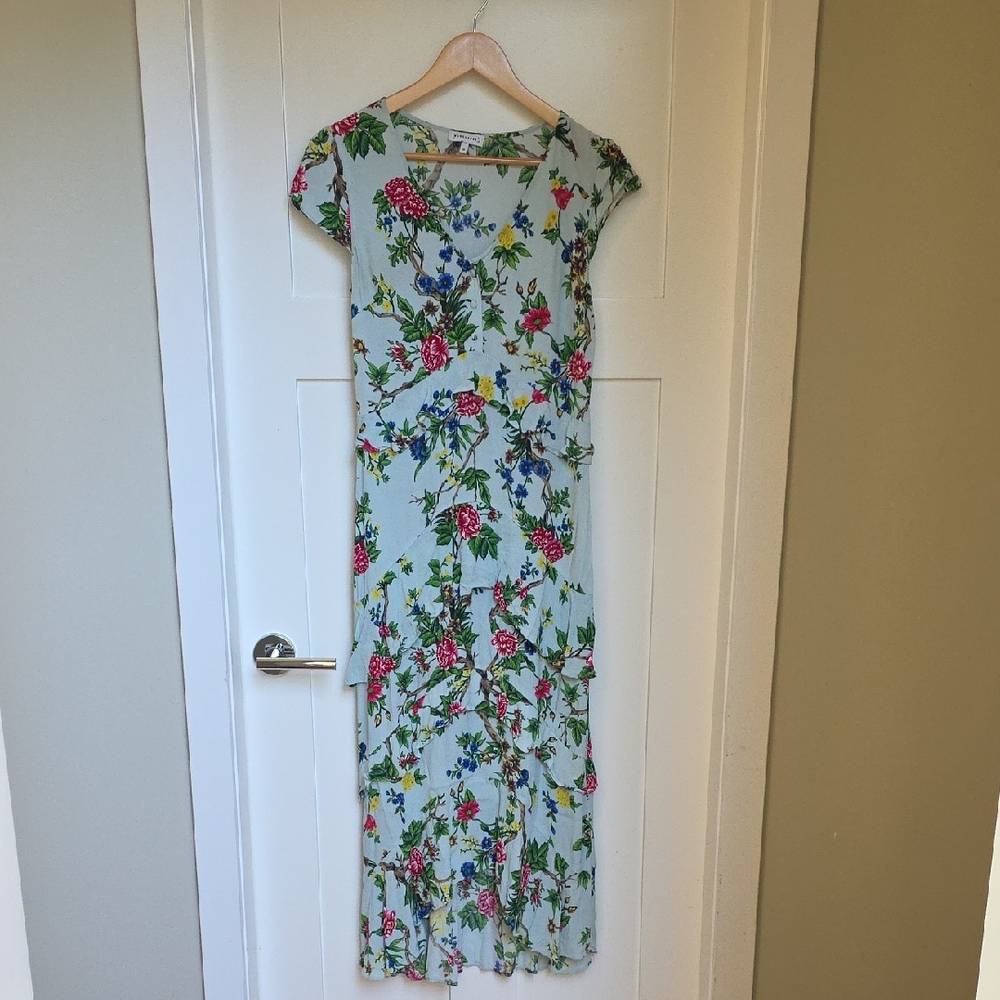Warehouse Blue and Pink Floral Maxi Dress